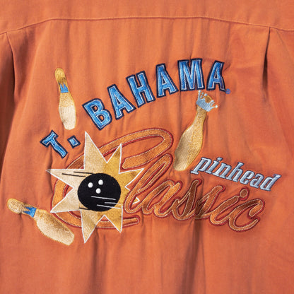半袖シャツ XL 開襟 オレンジ 刺繍バックロゴ Tommy Bahama トミーバハマ