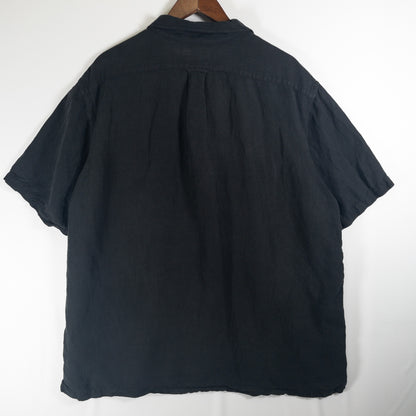 [メンズ3XL] 90〜00年代 Polo by Ralph Lauren/ポロバイラルフローレン 半袖シャツ リネン シルク 開襟シャツ 黒染め