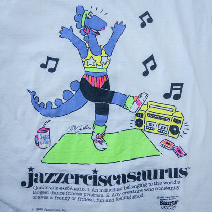 [メンズL] 90年代 Tシャツ サウルスギャング 恐竜プリントTシャツ Jazzerciseasaurus ジャザサイズ