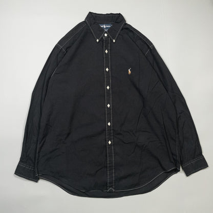[メンズ3XL] 90〜00年代 Ralph Lauren/ラルフローレン 長袖シャツ YARMOUTH 黒染め