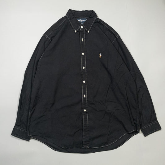 [メンズ3XL] 90〜00年代 Ralph Lauren/ラルフローレン 長袖シャツ YARMOUTH 黒染め