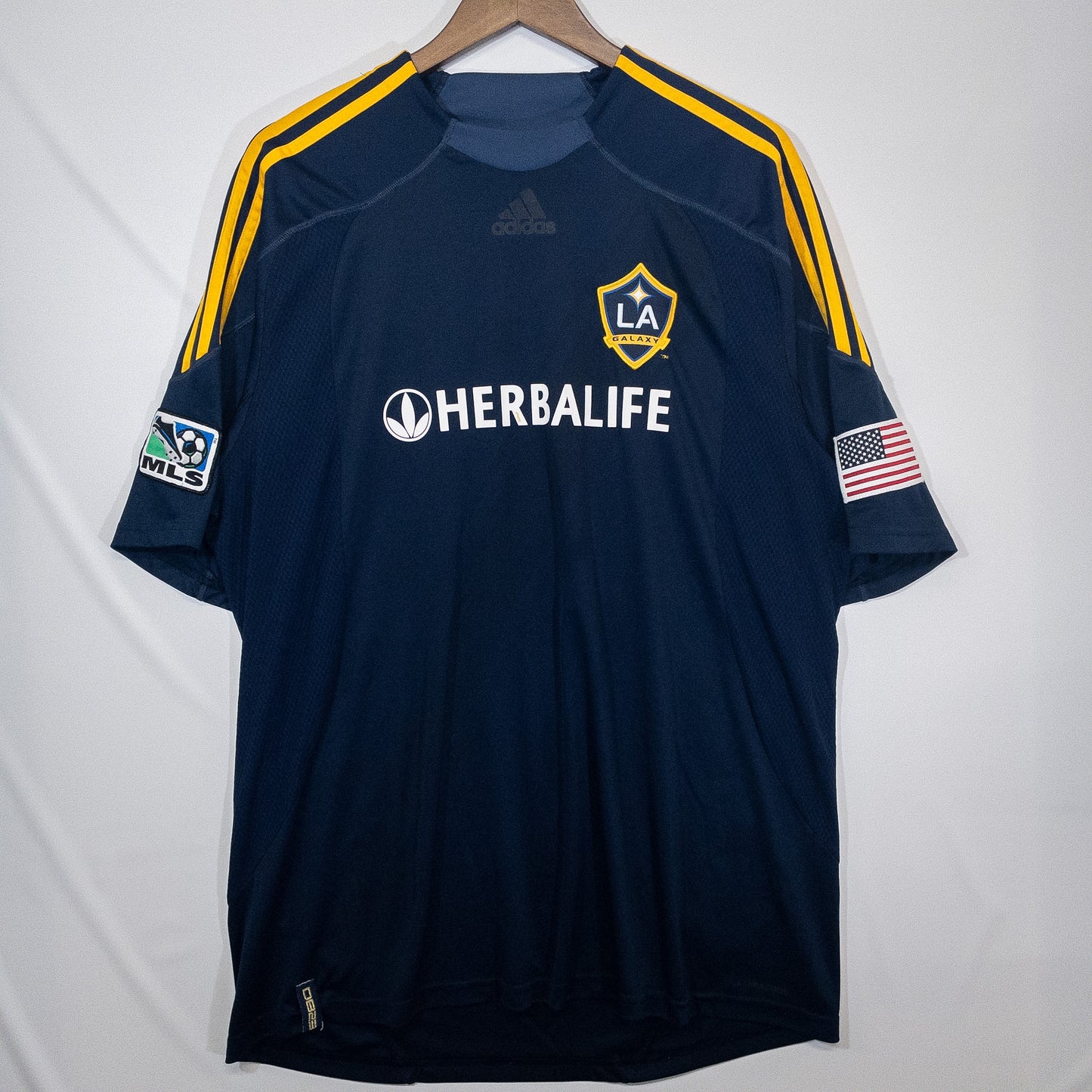 LA Galaxy ロサンゼルスギャラクシー ベッカム サッカーシャツ L ネイビー ロゴ刺繍 23バックプリント adidas/アディダス