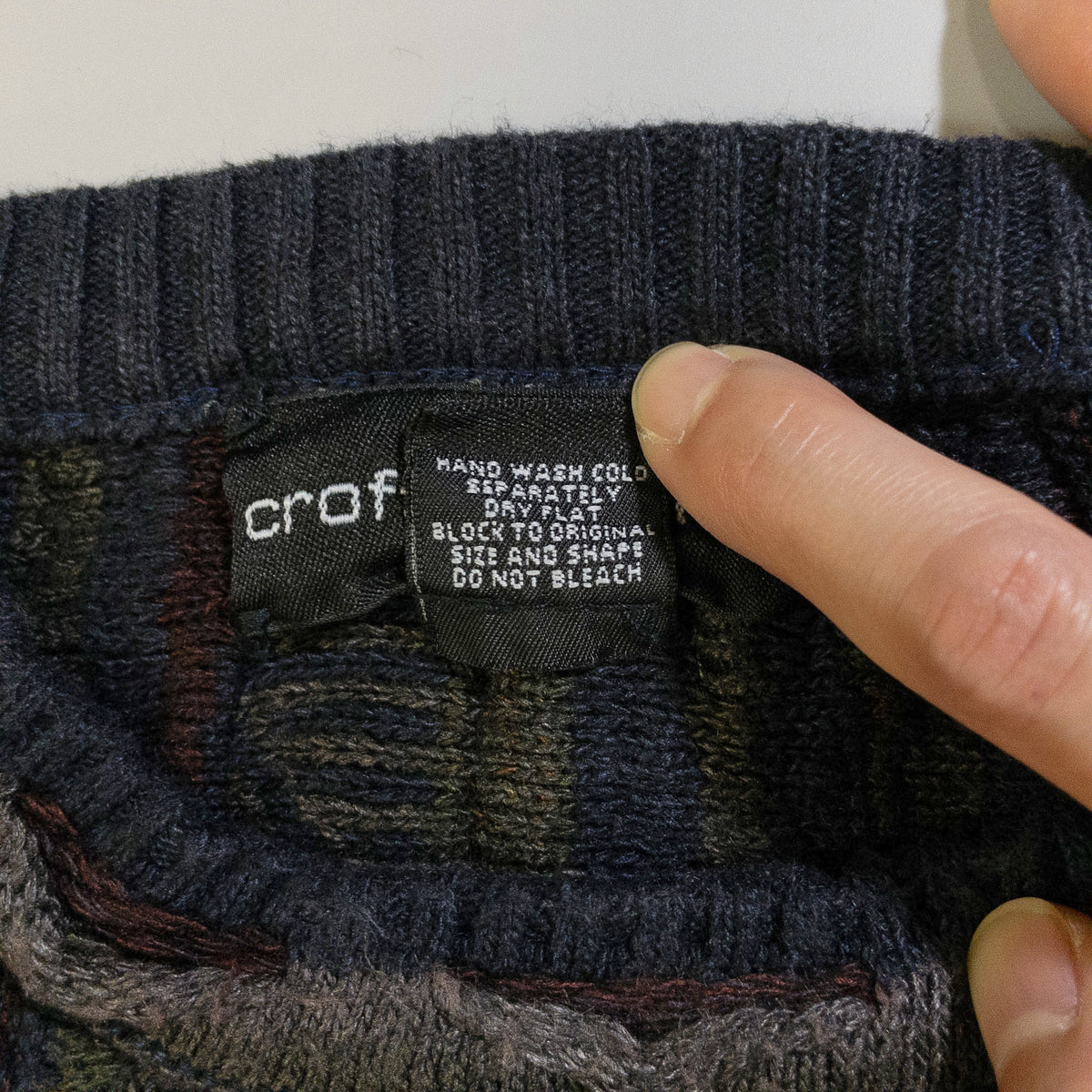 [メンズXL] 90〜00年代 Croft & Barrow/クロフトアンドバロー ニット セーター 3Dニット 黒染め