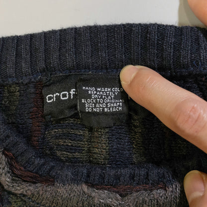 [メンズXL] 90〜00年代 Croft & Barrow/クロフトアンドバロー ニット セーター 3Dニット 黒染め