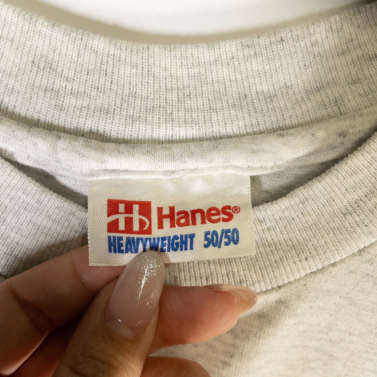 [メンズS] 90年代 Hanes/ヘインズ Tシャツ アニマルT 犬 BAILEY フロッキープリント