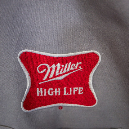 Miller ハイライフ ビール 半袖ワークシャツ L グレー 刺繍パッチ プリント入り Softwear