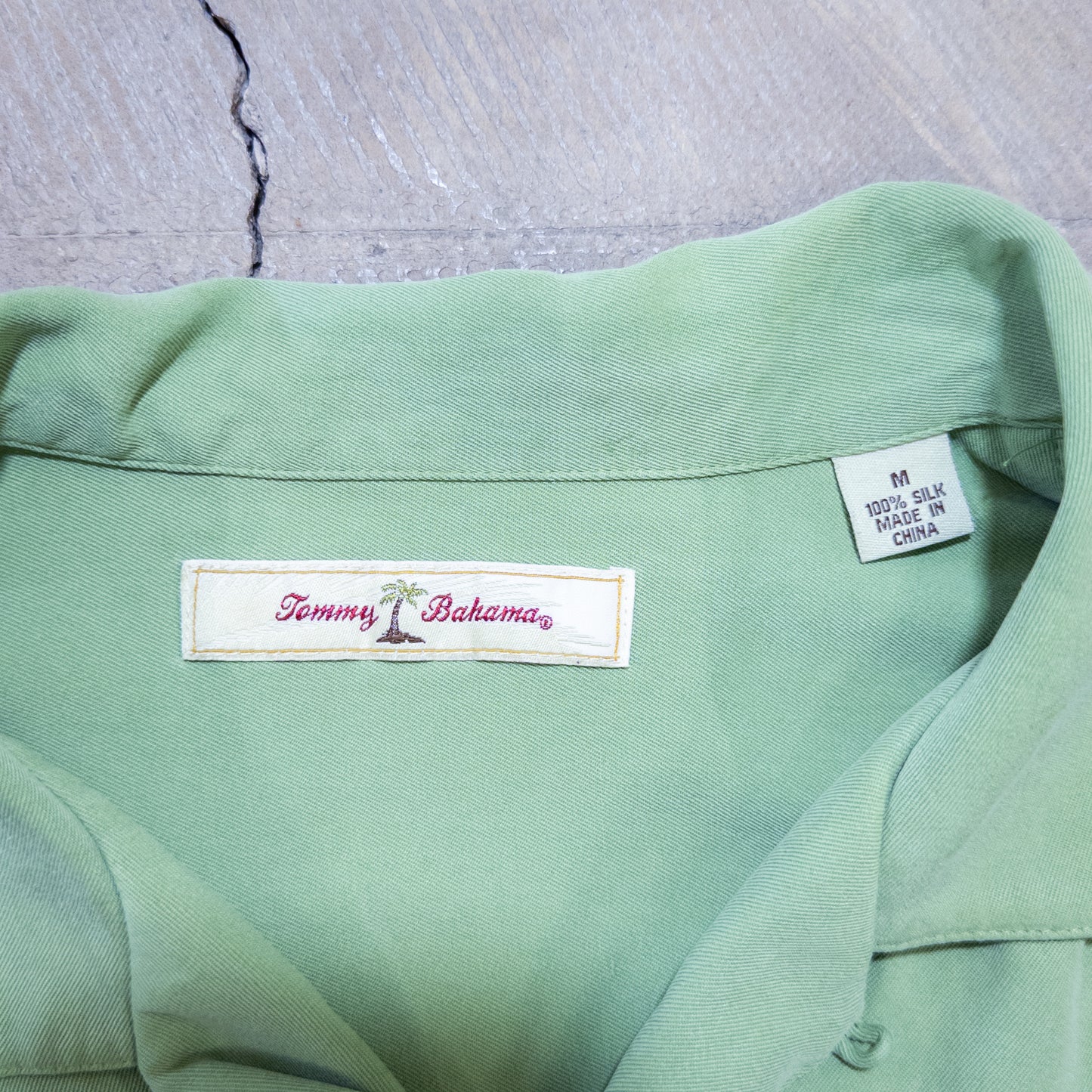 [メンズL] 90〜00年代 Tommy Bahama/トミーバハマ 半袖シャツ 無地 シルク 開襟