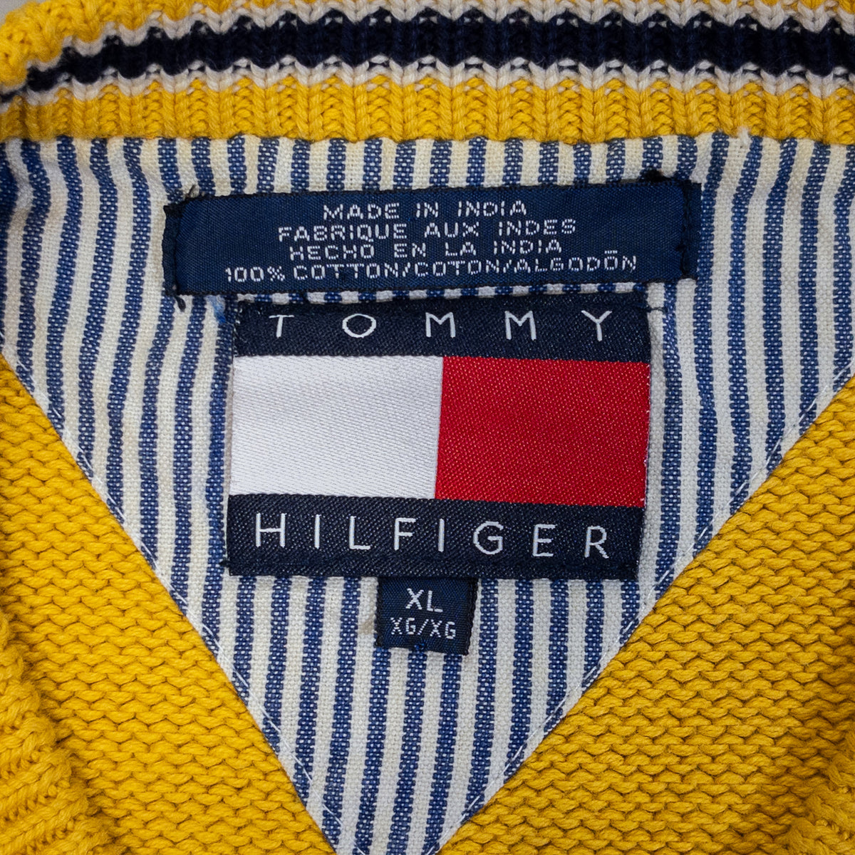 [メンズXL] 90年代 Tommy Hilfiger/トミーヒルフィガー ニット セーター ワンポイント
