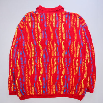 [メンズXL] 90年代 COOGI/クージー ニット セーター AUSTRALIA BSICS 3Dニット ハーフジップ