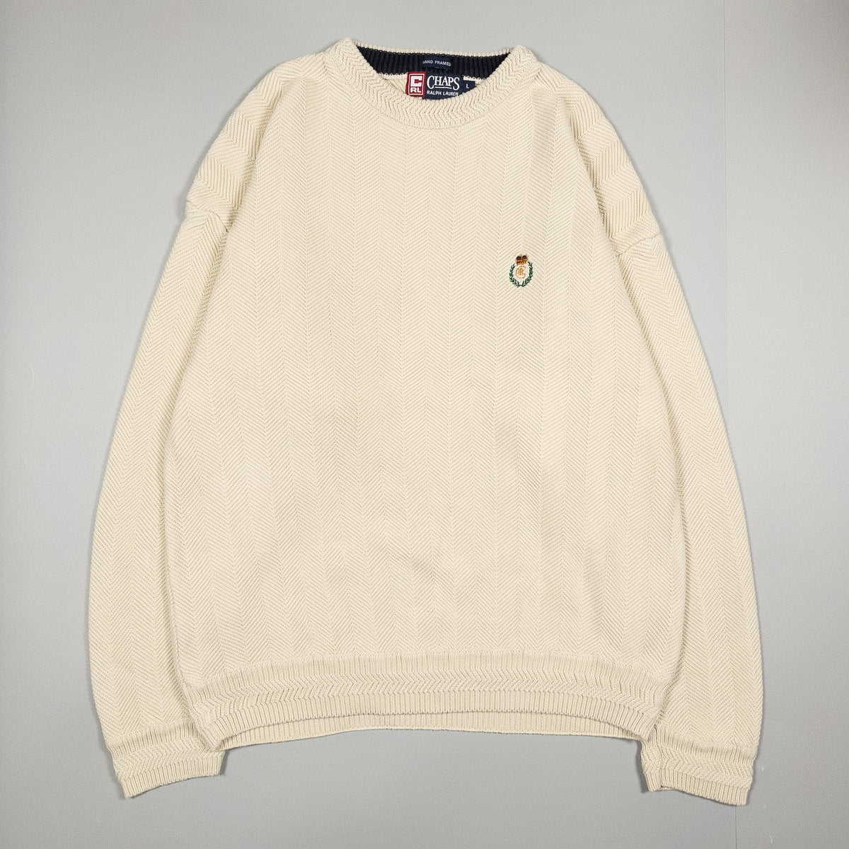 [メンズXL] 90年代 CHAPS RALPH LAUREN/チャップスラルフローレン ニット セーター ヘリンボーン コットンニット