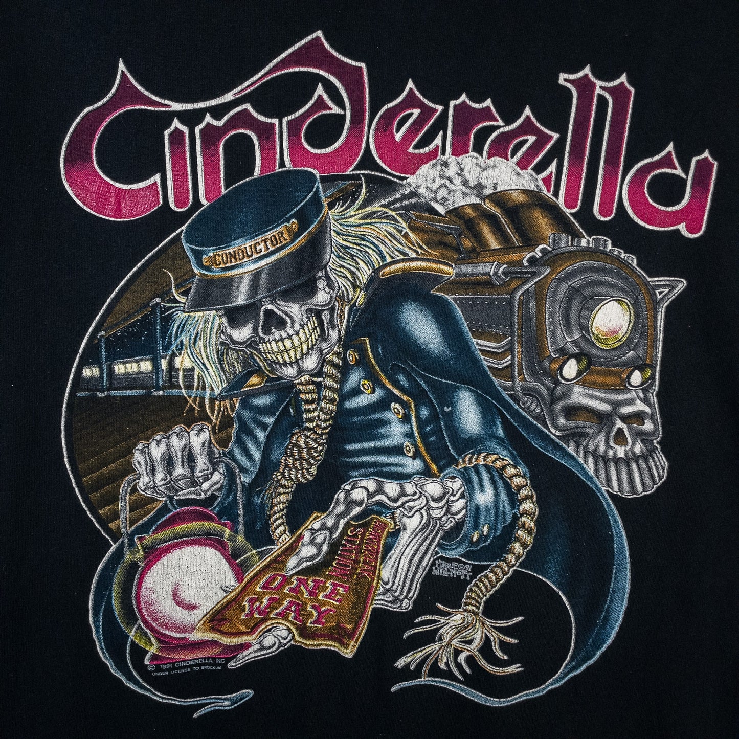 [メンズL] 90年代 The Brockum Group/ザ・ブロッカム・グループ Tシャツ Cinderella シンデレラ バンドプリント バンＴ