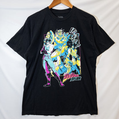 ジョジョの奇妙な冒険 アニメTシャツ L ブラック プリント VIZ MEDIA/ヴィズメディア