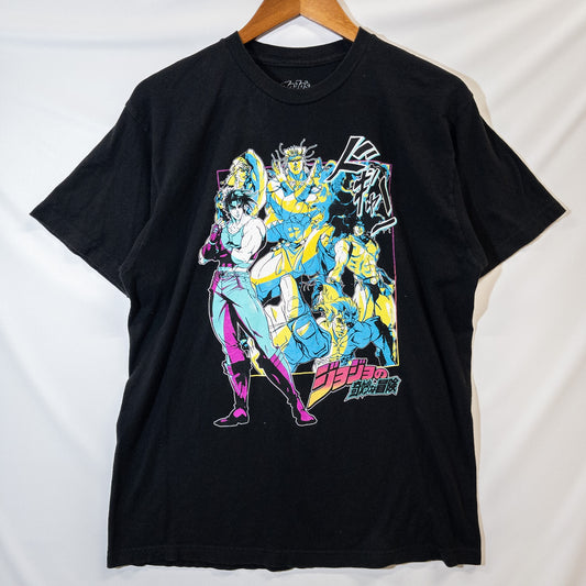 ジョジョの奇妙な冒険 アニメTシャツ L ブラック プリント VIZ MEDIA/ヴィズメディア