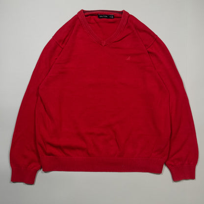 [メンズXL] 00年代 Nautica/ノーティカ ニット セーター コットンニット Vネック