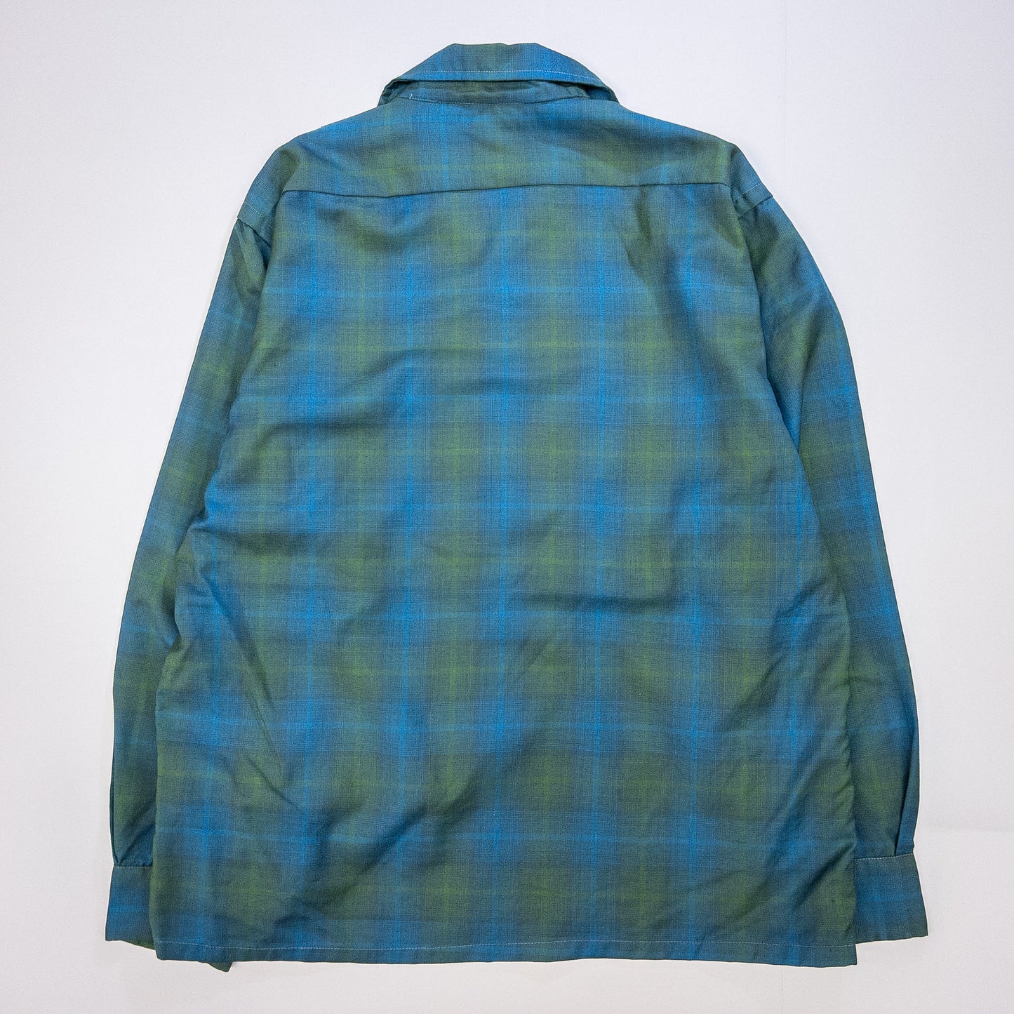[メンズL] 60~70年代 Woolshire Supreme 長袖シャツ オンブレチェック 開襟シャツ