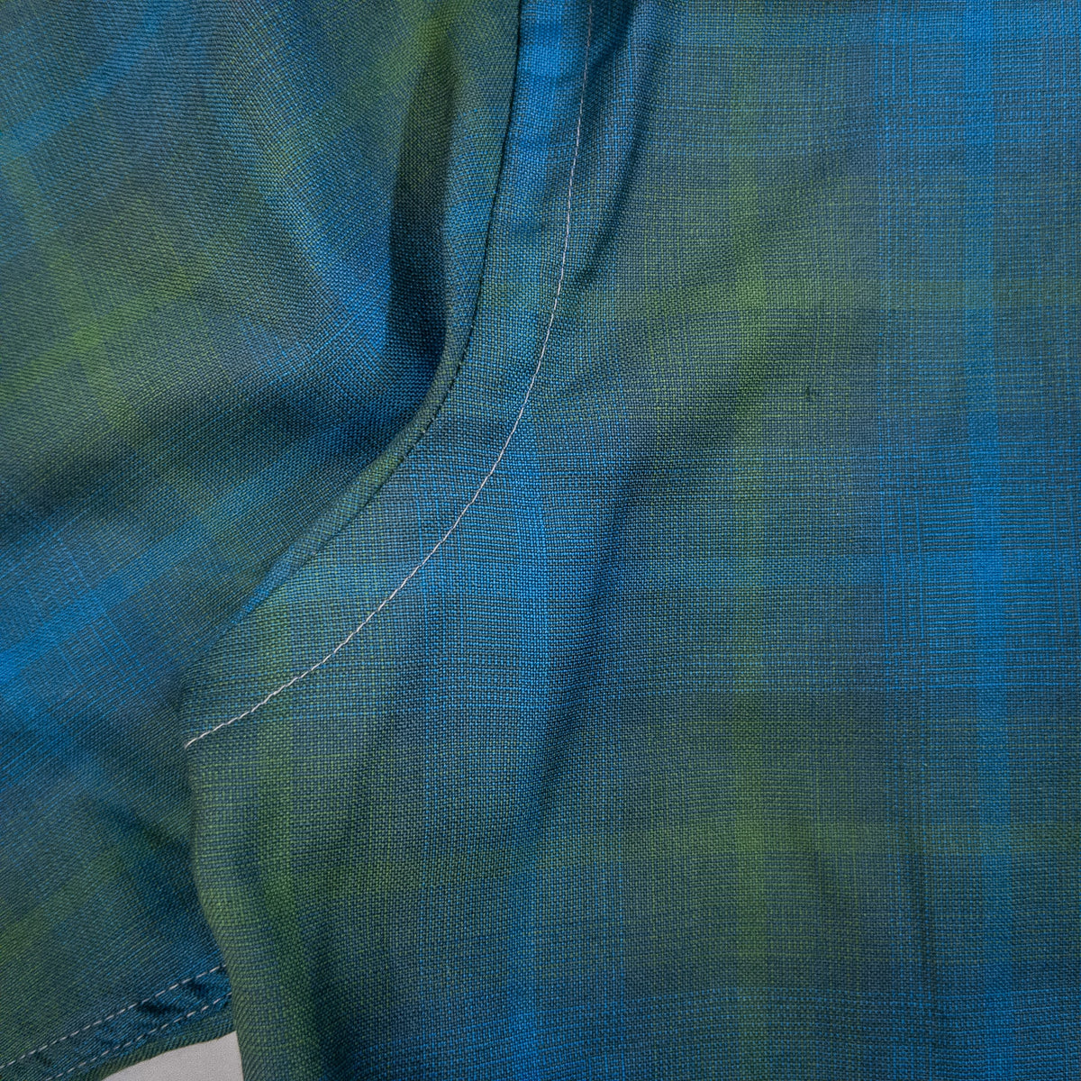 [メンズL] 60~70年代 Woolshire Supreme 長袖シャツ オンブレチェック 開襟シャツ