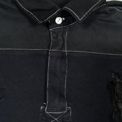 [メンズXL] 90〜00年代 Polo by Ralph Lauren/ポロバイラルフローレン 長袖Tシャツ ラガーシャツ ボーダー ビッグポニー 黒染め