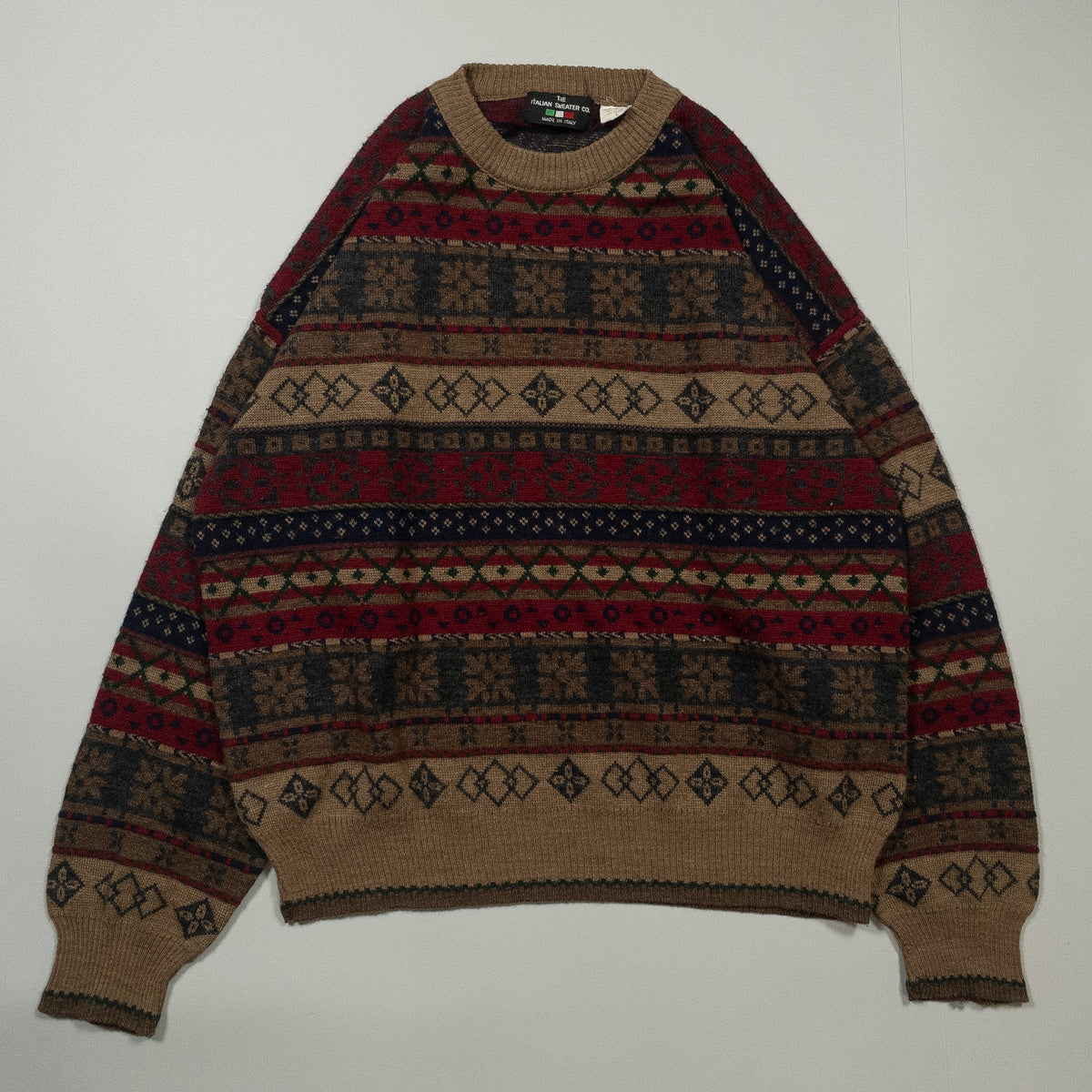 [メンズXL] 90年代 THE ITALIAN SWEATER CO. ニット セーター イタリア製 フェアアイル柄