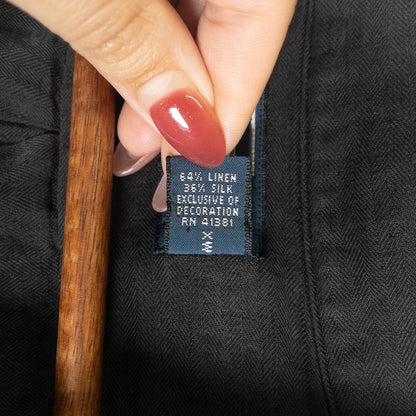 [メンズ3XL] 90〜00年代 Polo by Ralph Lauren/ポロバイラルフローレン 半袖シャツ リネン シルク 開襟シャツ 黒染め