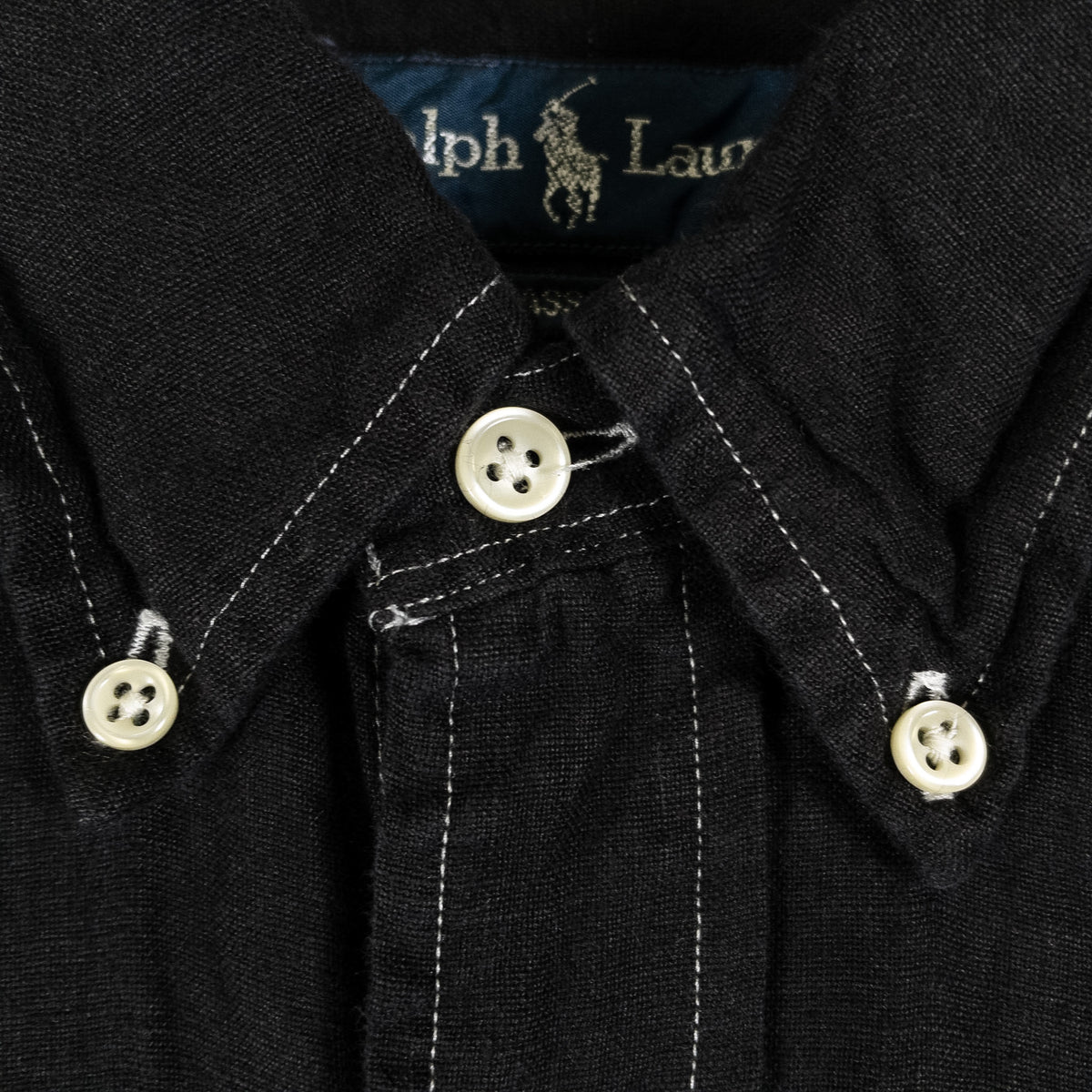 [メンズXXL] 90〜00年代 Polo by Ralph Lauren/ポロバイラルフローレン 長袖シャツ リネンシャツ 黒染め