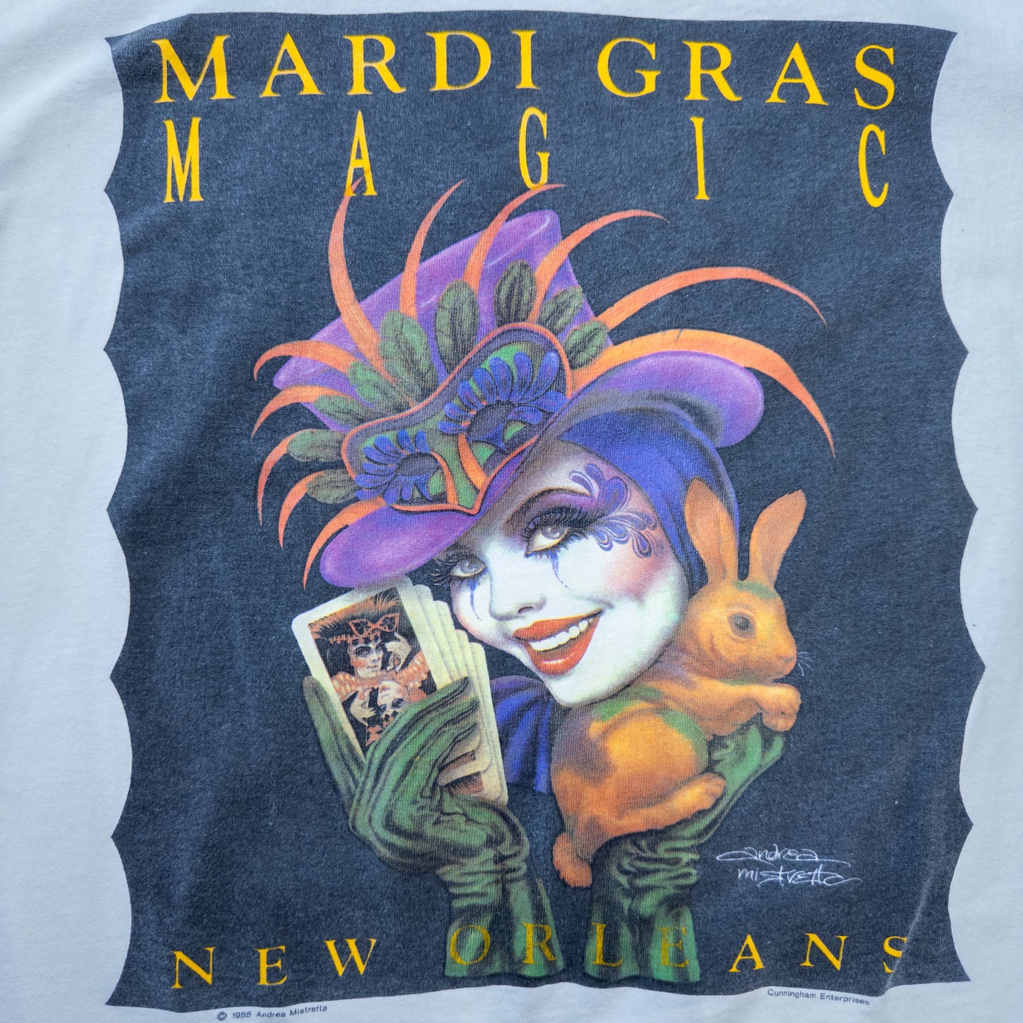 [メンズM] 80年代 Tシャツ アートTシャツ Andrea Mistretta Mardi Gras Magic グラフィック