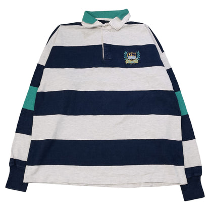[メンズXL] 90年代 Dehen/デーヘン 長袖Tシャツ ラガーシャツ ボーダー