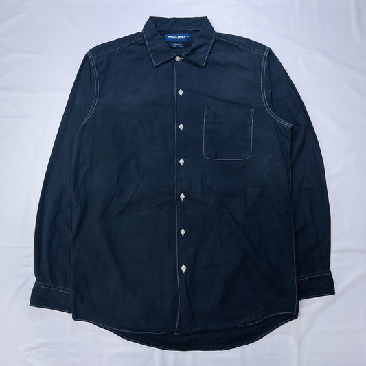 [メンズM] 00年代 POLO GOLF RALPH LAUREN/ポロゴルフラルフローレン ワイシャツ BONNARD 黒染め