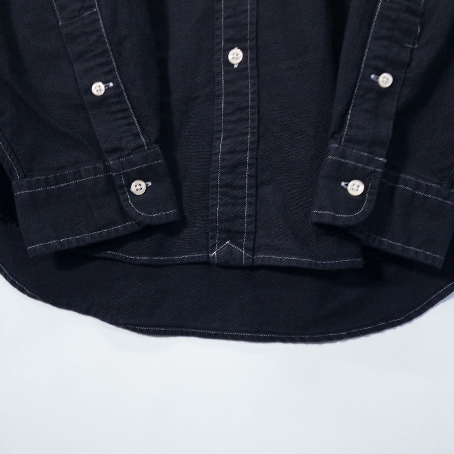[黒染め] Deep Black 長袖シャツ L ブラック ボタンダウン SLIM FIT Ralph Lauren/ラルフローレン