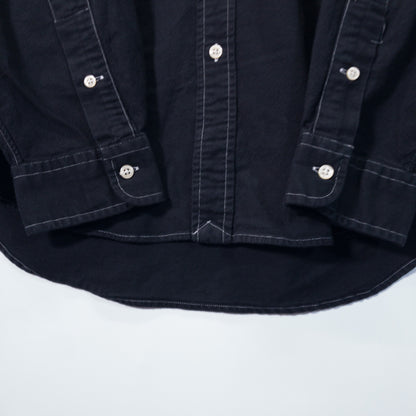 [黒染め] Deep Black 長袖シャツ L ブラック ボタンダウン SLIM FIT Ralph Lauren/ラルフローレン