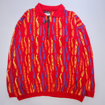 [メンズXL] 90年代 COOGI/クージー ニット セーター AUSTRALIA BSICS 3Dニット ハーフジップ