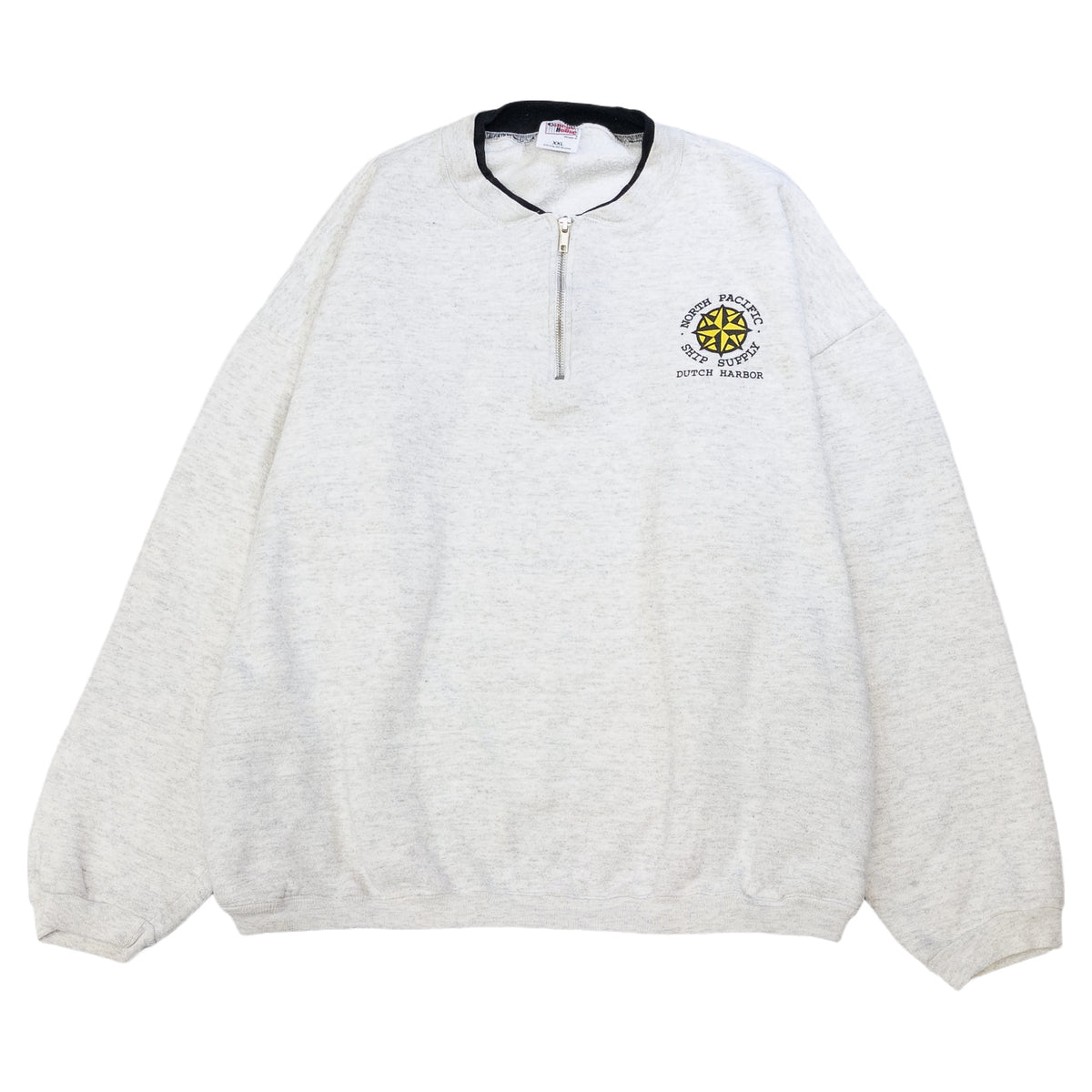 [メンズ3XL] 90年代 College House/カレッジハウス スウェット トレーナー ハーフジップ 企業ロゴ ビッグサイズ