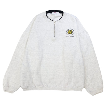 [メンズ3XL] 90年代 College House/カレッジハウス スウェット トレーナー ハーフジップ 企業ロゴ ビッグサイズ