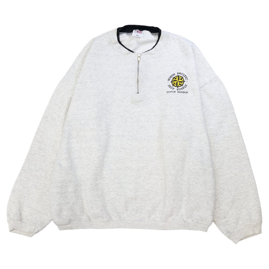 [メンズ3XL] 90年代 College House/カレッジハウス スウェット トレーナー ハーフジップ 企業ロゴ ビッグサイズ