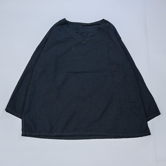 [メンズXXL] 80年代 長袖Tシャツ ソ連軍 スリーピングシャツ リネン 黒染め