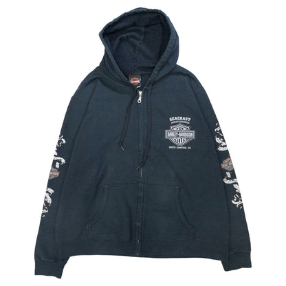 [レディースXXL] 00年代 Harley-Davidson/ハーレーダビッドソン パーカー 両面プリント スリーブプリント フルジップ