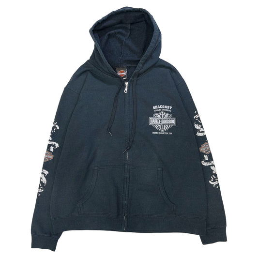 [レディースXXL] 00年代 Harley-Davidson/ハーレーダビッドソン パーカー 両面プリント スリーブプリント フルジップ