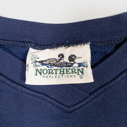[レディースL] NORTHERN REFLECTIONS/ノーザンリフレクションズ スウェット トレーナー Vネック バード 両面プリント