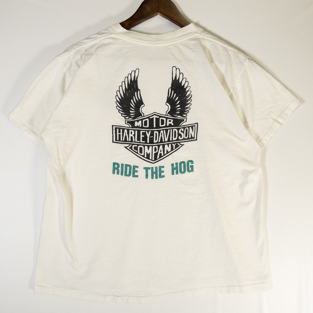[メンズM] 80年代 Harley-Davidson/ハーレーダビッドソン Tシャツ RIDE THE HOG