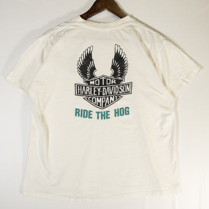 [メンズM] 80年代 Harley-Davidson/ハーレーダビッドソン Tシャツ RIDE THE HOG
