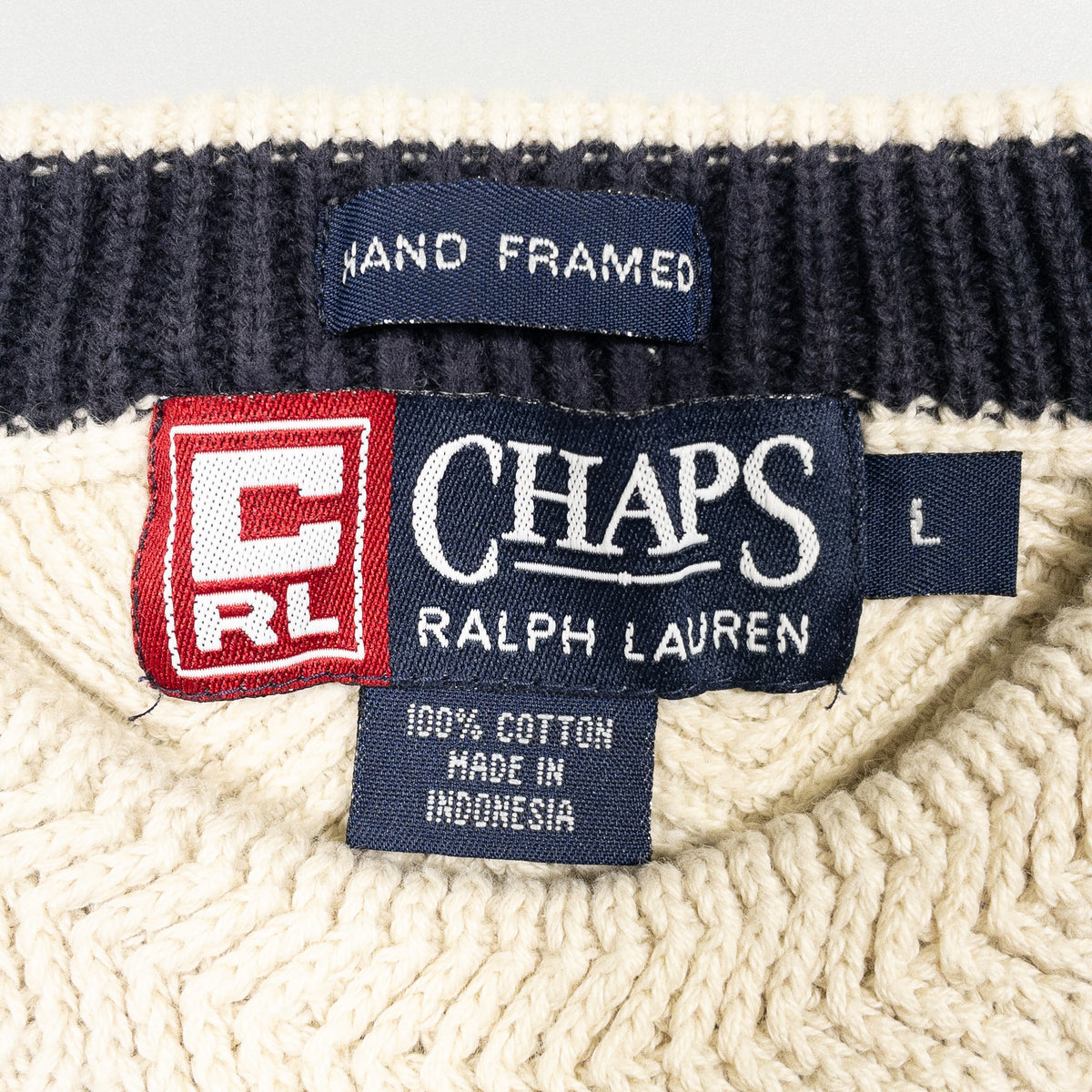 [メンズXL] 90年代 CHAPS RALPH LAUREN/チャップスラルフローレン ニット セーター ヘリンボーン コットンニット