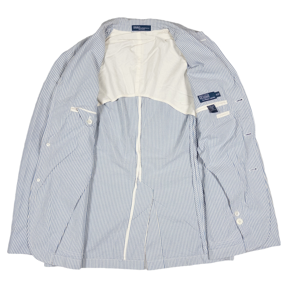 [メンズM] 90〜00年代 Polo by Ralph Lauren/ポロバイラルフローレン テーラードジャケット シアサッカー ストライプ 3つボタン