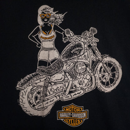 HARLEY-DAVIDSON ハーレーダビッドソン Tシャツ XL ブラック バイクイラストプリント