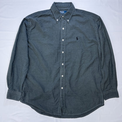 [メンズXL] 90〜00年代 Polo by Ralph Lauren/ポロバイラルフローレン ワイシャツ YARMOUTH BDシャツ 黒染め