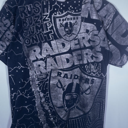 [メンズL] 90年代 Tシャツ チームT NFL レイダース 総柄