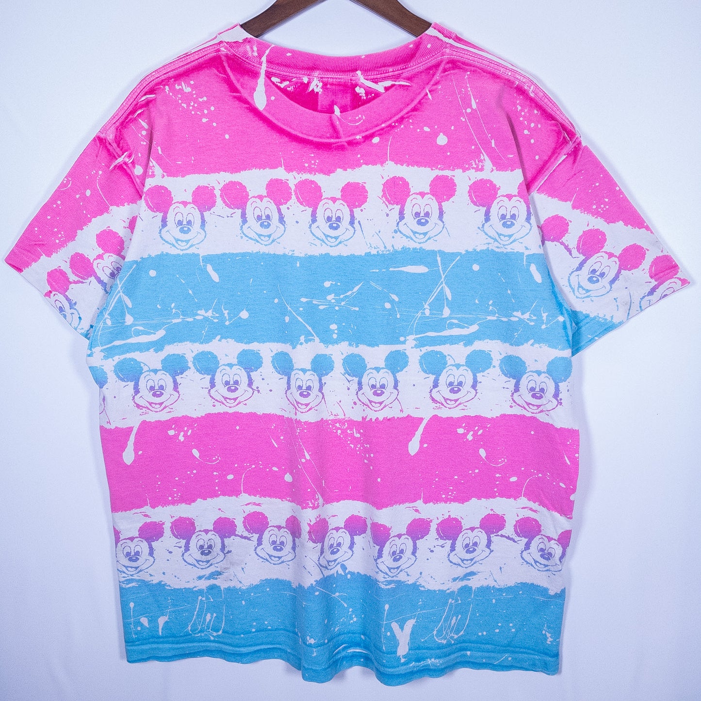 [メンズXL] 80年代 Disney/ディズニー Tシャツ キャラクターT ミッキーマウス オールオーバープリント 総柄 USA製