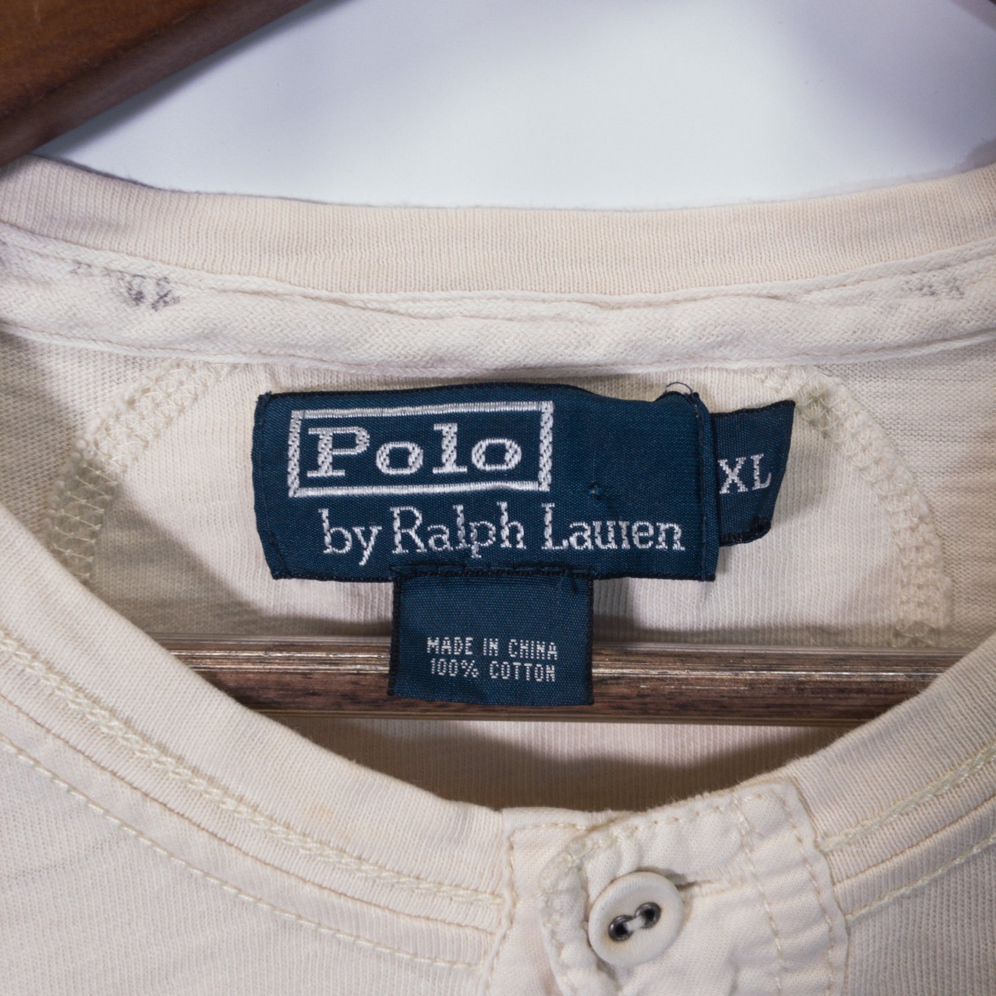 Tシャツ XL ホワイト ヘンリーネック  Polo Ralph Lauren/ポロラルフローレン