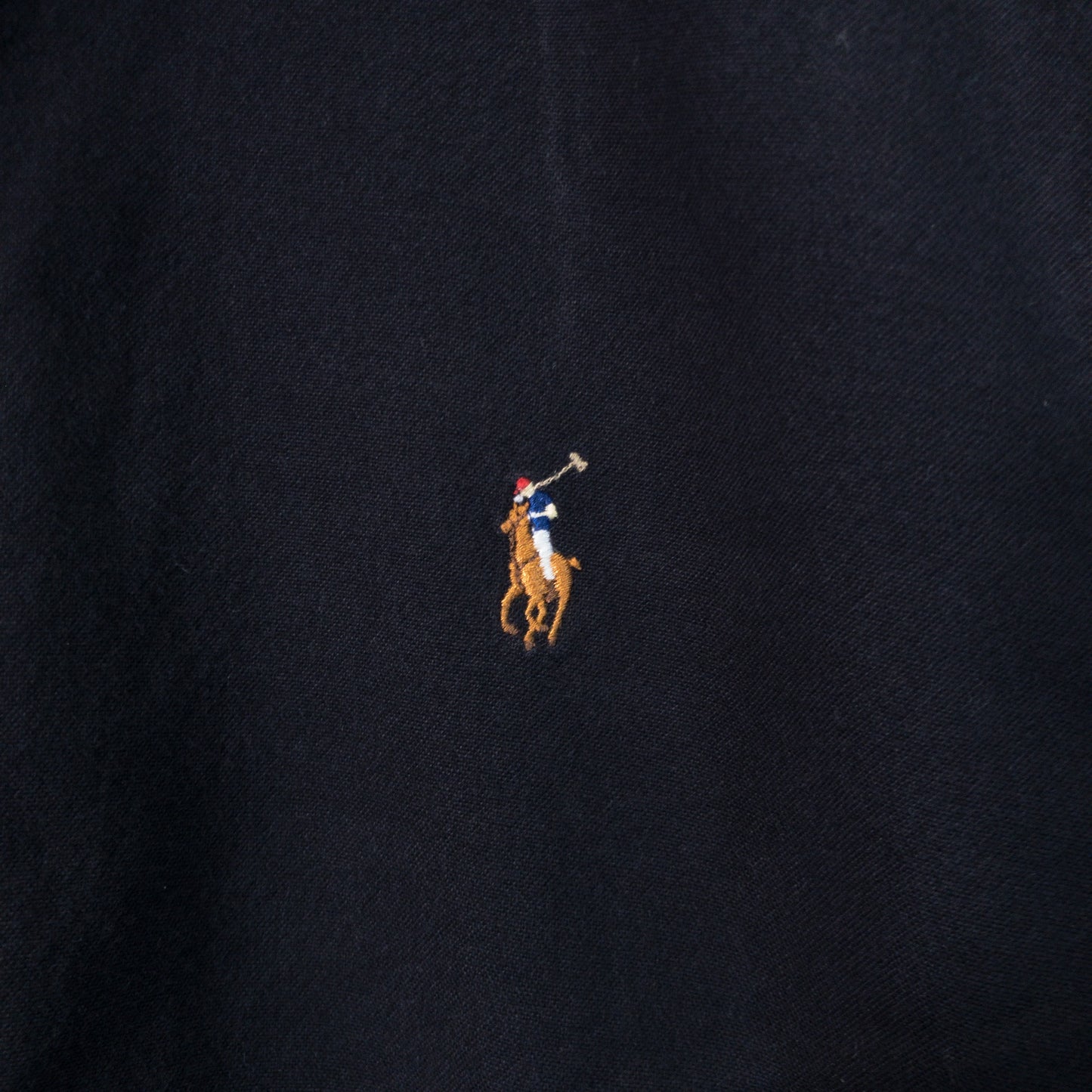 [黒染め] Deep Black 長袖シャツ L ブラック ボタンダウン SLIM FIT Ralph Lauren/ラルフローレン