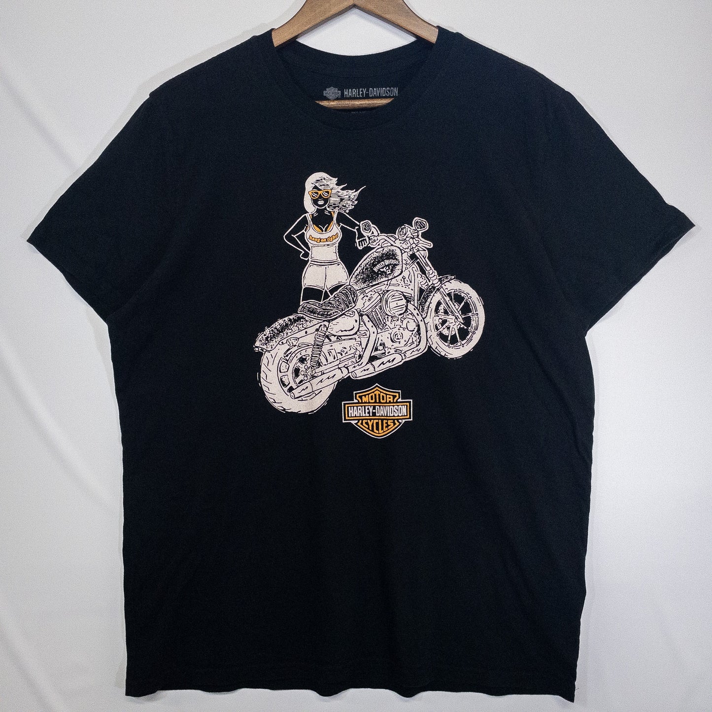 HARLEY-DAVIDSON ハーレーダビッドソン Tシャツ XL ブラック バイクイラストプリント
