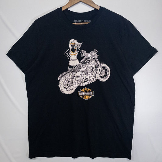 HARLEY-DAVIDSON ハーレーダビッドソン Tシャツ XL ブラック バイクイラストプリント