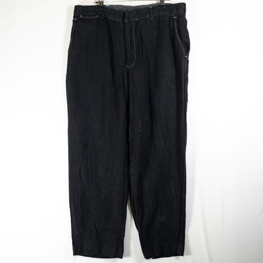 [メンズW33] 90〜00年代 Polo by Ralph Lauren/ポロバイラルフローレン スラックス リネンパンツ 黒染め